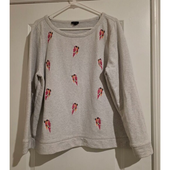 Talbots Gray Heather Embroidered Parrot Women's Bird Sweater Parakeet Size XL - Picture 2 of 12